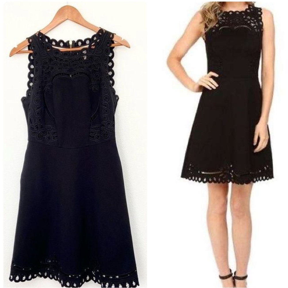 Ted Baker Verony Black Eyelet Skater Dress Ted Size 2 (US 6)